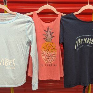 Lot of 3 Girls Billabong/Roxy surfing surf shirts M/L